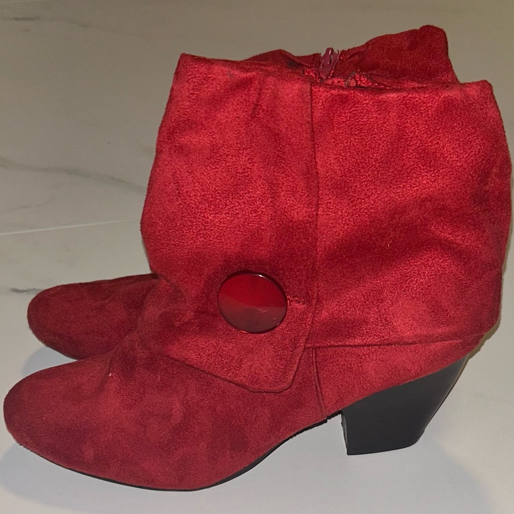 Covington Faux Suede Red Ankle Booties